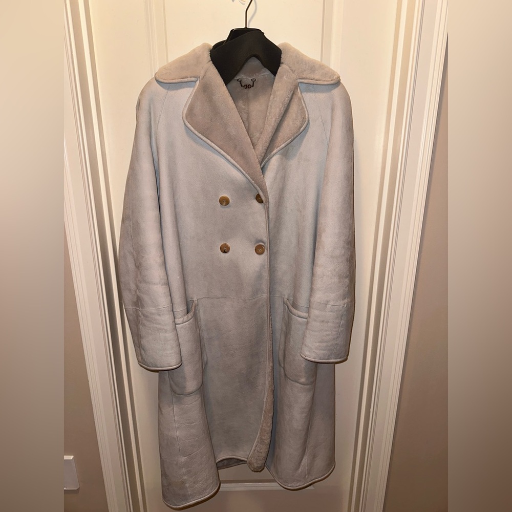 Salvatore Ferragamo shearling blue coat
